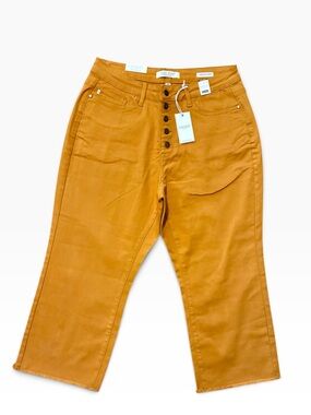 NEW Judy Blue Los Angeles Wide Leg Crop Mustard Yellow Jeans Women's Size 18W